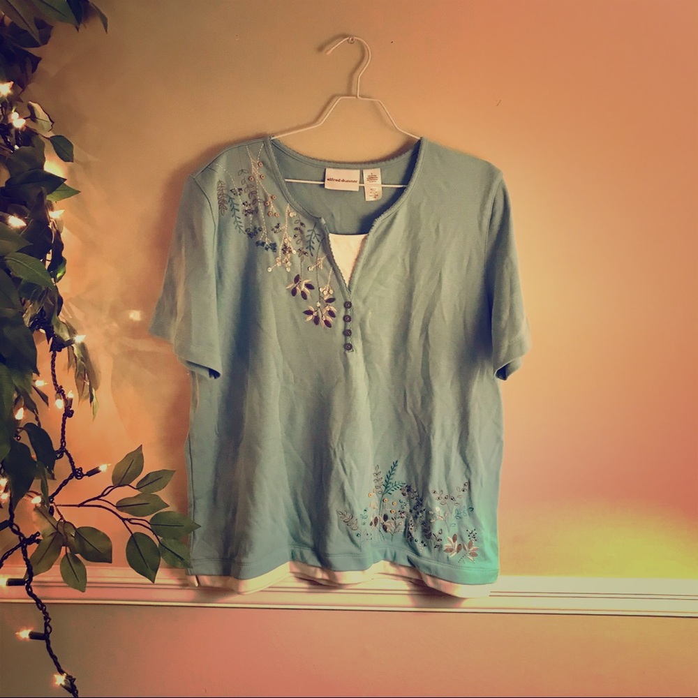 Alfred Dunner floral beaded blouse top